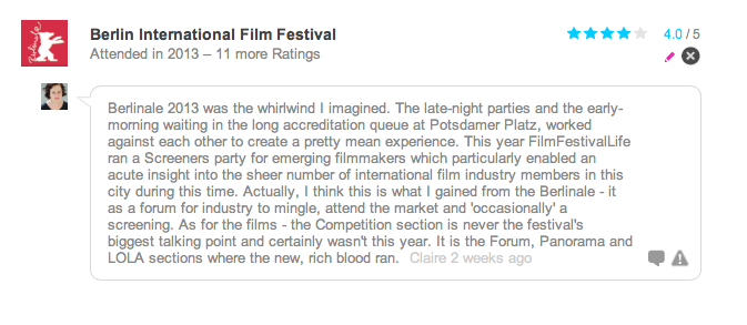 Berlin International Film Festival - Claire French Rating